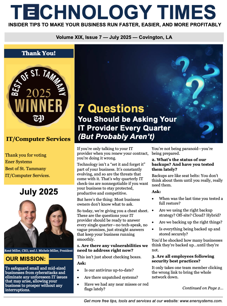 Ener Systems Newsletter cover