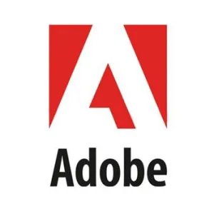 Adobe logo with a red stylized A and black text on a white background