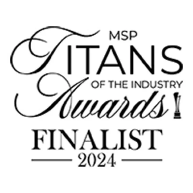 MSP Titans of the Industry Awards Finalist 2024 logo in black and white with elegant typography